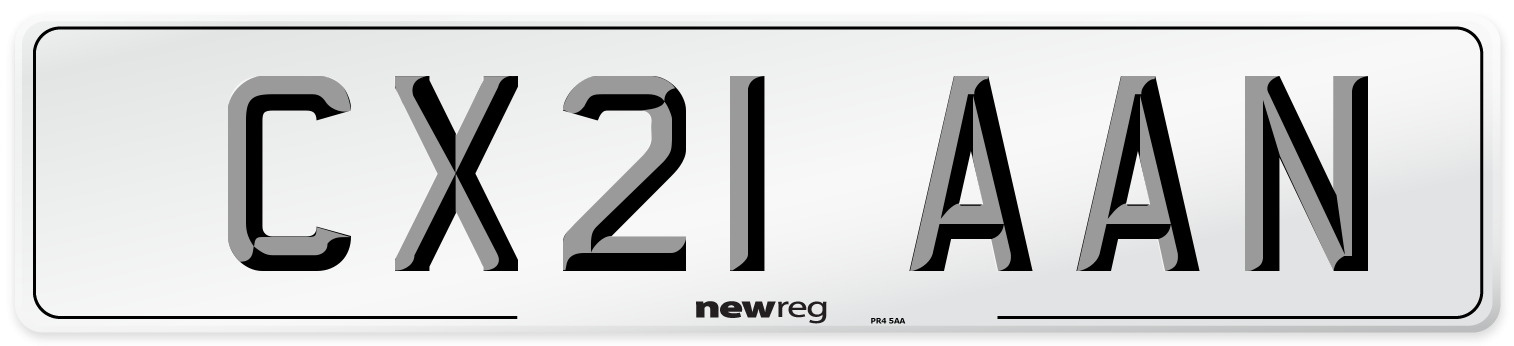 CX21 AAN Number Plate from New Reg